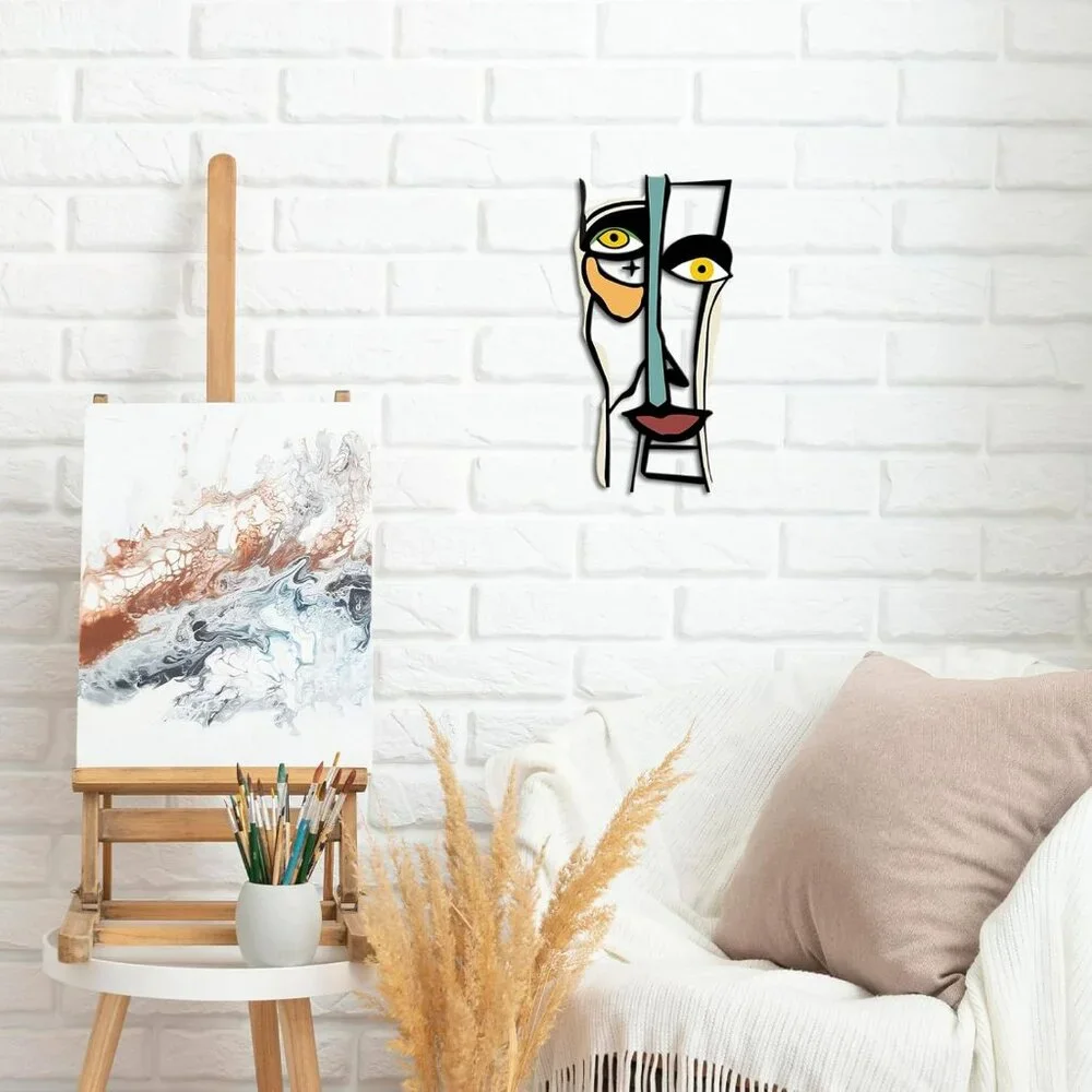 Retro Abstract Wall Decor Metal‎ Line Face Wall Art Sign Modern Home Decor MCM